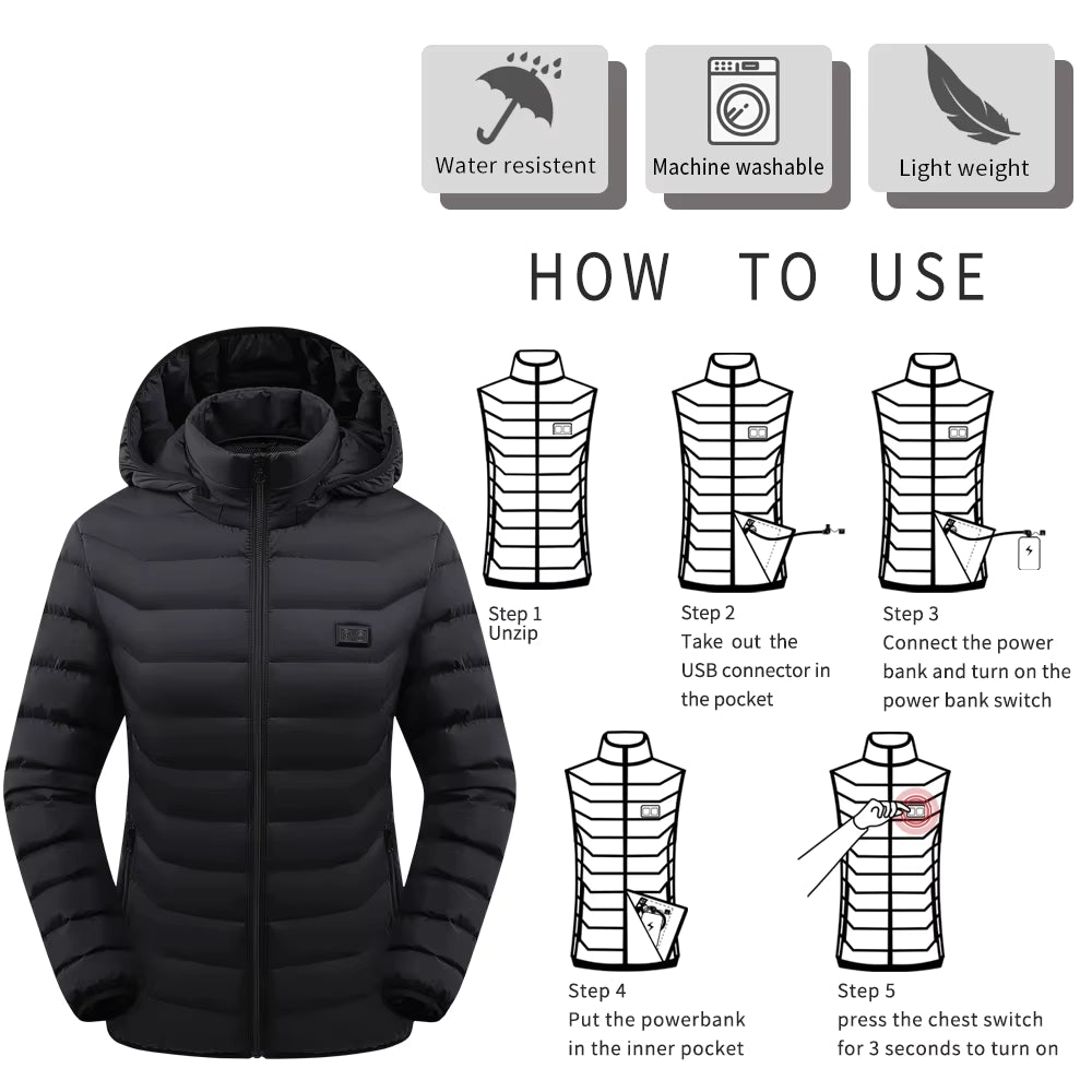 Men's Heated Jacket- USB Rechargeable and Waterproof